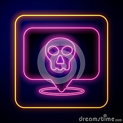 Glowing neon Skull icon isolated on black background. Happy Halloween party. Vector Vector Illustration