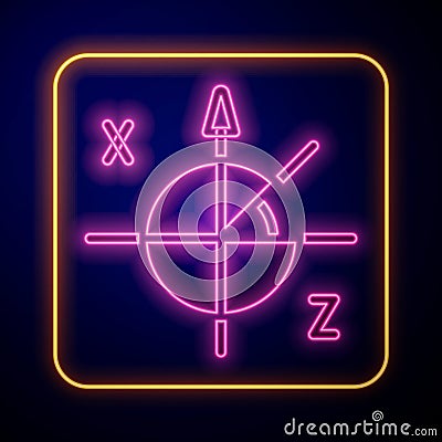 Glowing neon Trigonometric circle icon isolated on black background. Vector Vector Illustration