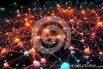 glowing network of interconnected nodes Stock Photo