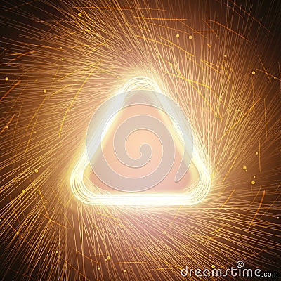 Glowing orange triangle Stock Photo