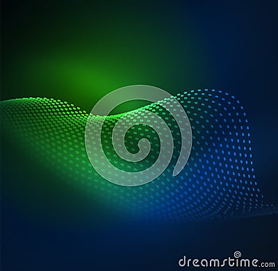 Glowing particles wave design template Vector Illustration