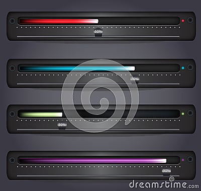 Glowing progress/download/upload bar Vector Illustration