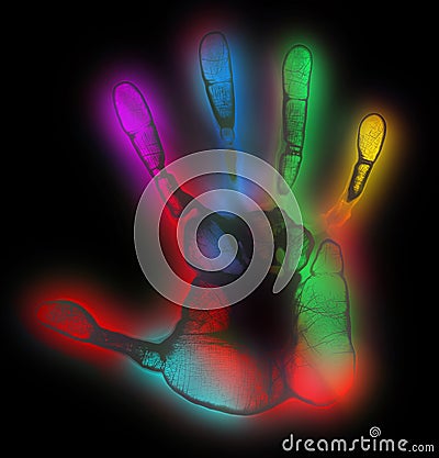 Glowing Aura Handprint Stock Photo