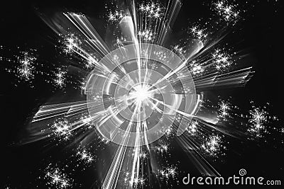 Glowing quantum fractal black and white effect Stock Photo