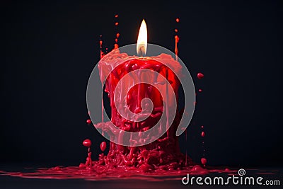 Glowing Red candle burn. Generate Ai Stock Photo