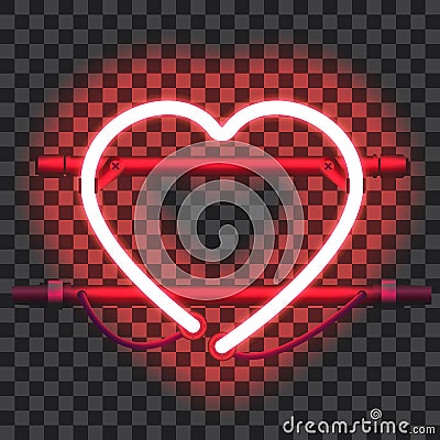 Glowing red neon heart Vector Illustration