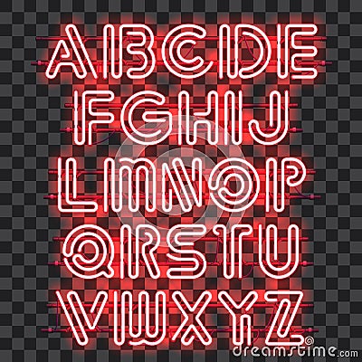 Glowing RedNeon Alphabet. Stock Photo