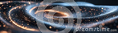 Glowing rhythmic sound waves float in an endless black expanse, softly pulsating to signify deep bass frequencies and Stock Photo