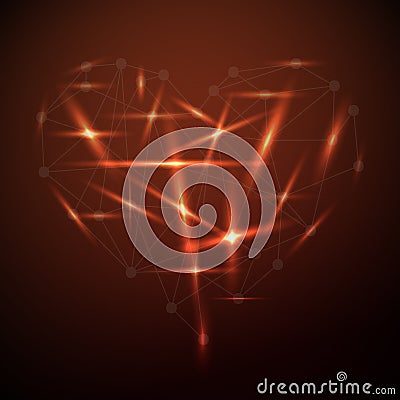 Glowing shape of the heart Vector Illustration