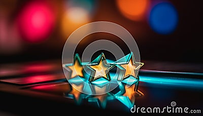 Glowing star shape shines on shiny night, gold success illuminated generated by AI Stock Photo