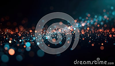 Glowing stars moving horizontally across dark space background. Animated space design. Retro video game style. Cosmic animation. Stock Photo