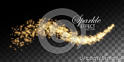Glowing stream of sparkles and light rays Vector Illustration
