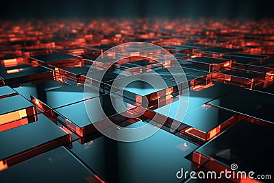 Glowing tech abstraction Complex geometric structure, abstract 3D rendering Stock Photo