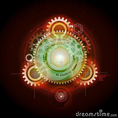 Glowing Techno Gears Vector Illustration