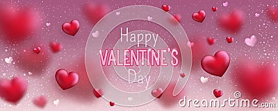 Glowing text for Happy Valentines Day greeting card. Cute love banner for 14 February. Stock Photo