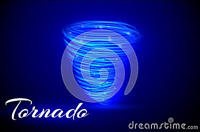 A glowing tornado. Rotating wind. Beautiful wind effect. Isolated on a transparent background. Vector illustration Vector Illustration