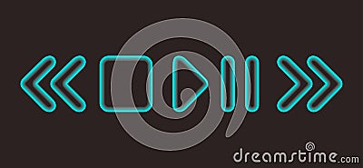 Glowing vector pause / play media player rounded icons over dark background Vector Illustration