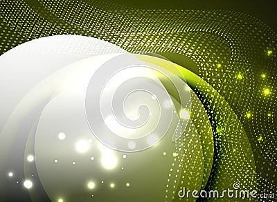 Glowing wave created with particles on dark color background Vector Illustration