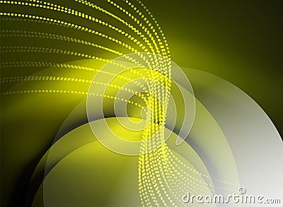Glowing wave created with particles on dark color background Vector Illustration