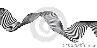 Glowing wave with white background. Shiny moving lines design element. Dark abstract background with glowing wave. Vector Illustration