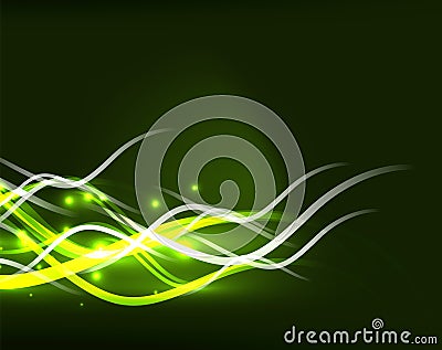 Glowing wavy lines template Vector Illustration