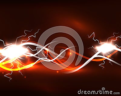 Glowing wavy lines template Vector Illustration