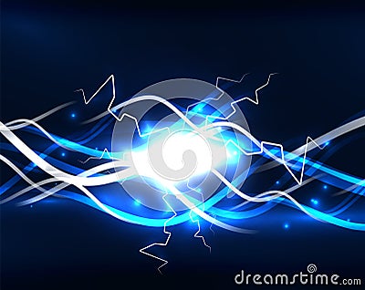 Glowing wavy lines template Vector Illustration