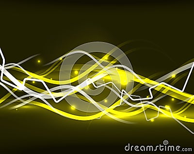 Glowing wavy lines template Vector Illustration