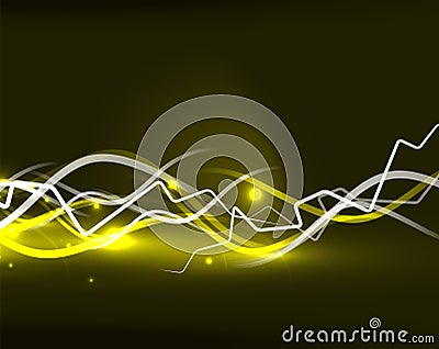 Glowing wavy lines template Vector Illustration