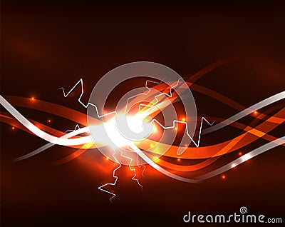 Glowing wavy lines template Vector Illustration