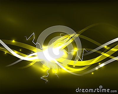 Glowing wavy lines template Vector Illustration