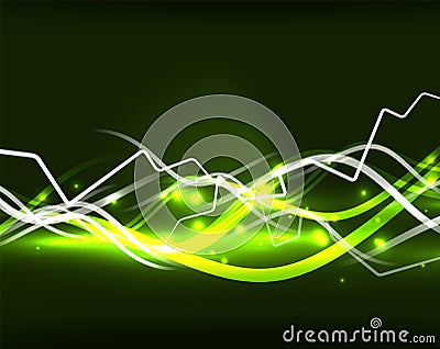 Glowing wavy lines template Vector Illustration