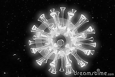 Glowing white coronavirus cell Stock Photo