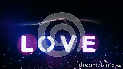 Glowing word love. Neon lighting effect. Stock Photo