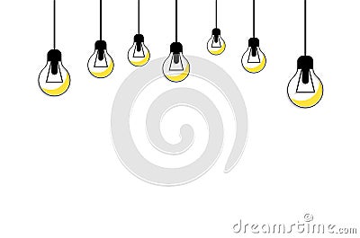 Glowing Yellow Light Bulb. Idea Concept Vector Illustration