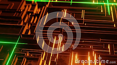 Glowinglines 3d render block abstract technology motion tech moving emission stream light Stock Photo