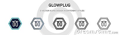Glowplug icon in filled, thin line, outline and stroke style. Vector illustration of two colored and black glowplug vector icons Vector Illustration