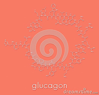 Glucagon hypoglycemia drug molecule. Skeletal formula. Stock Photo