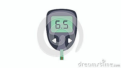 Glucometer flat icon isolated. Testing glucose. Blood sugar readings. Medical measurement apparatus. Vector Illustration