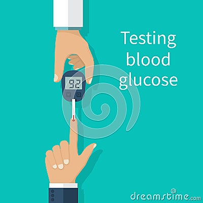 Glucometer in hand. Diabetes concept Vector Illustration