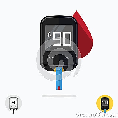 Glucometer pharmacy medical measuring portable technology glucose test tool Vector Illustration