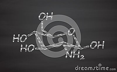 Glucosamine dietary supplement molecule. Used in treatment of osteoarthritis Cartoon Illustration