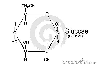 Glucose chemical structure, molecular formula on white background Vector Illustration