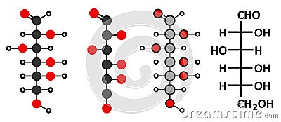Glucose (D-glucose, dextrose) grape sugar molecule Vector Illustration