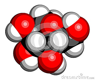 Glucose dextrose, grape sugar molecule beta-D-glucopyranose form. 3D rendering. Atoms are represented as spheres with. Vector Illustration