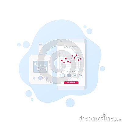 Glucose levels chart in app and glucometer, vector Vector Illustration