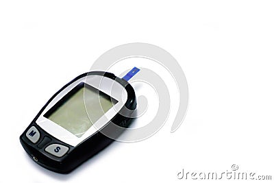 Glucose meter with sheet check isolate on white background and make with paths Stock Photo