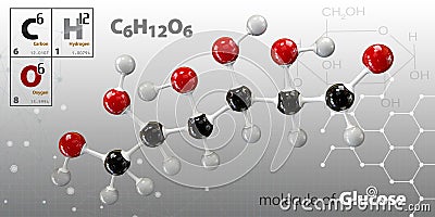 Glucose molecule, ball and stick model. Glucopyranose. Stock Photo