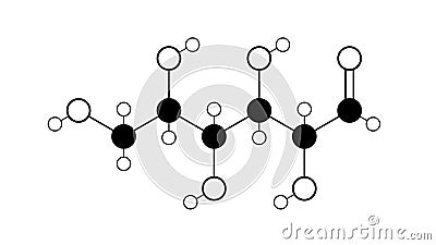 glucose molecule, structural chemical formula, ball-and-stick model, isolated image sugar Stock Photo