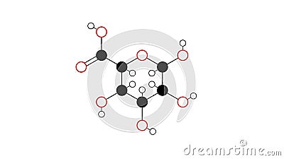 glucuronic acid molecule, structural chemical formula, ball-and-stick model, isolated image uronic acid Stock Photo